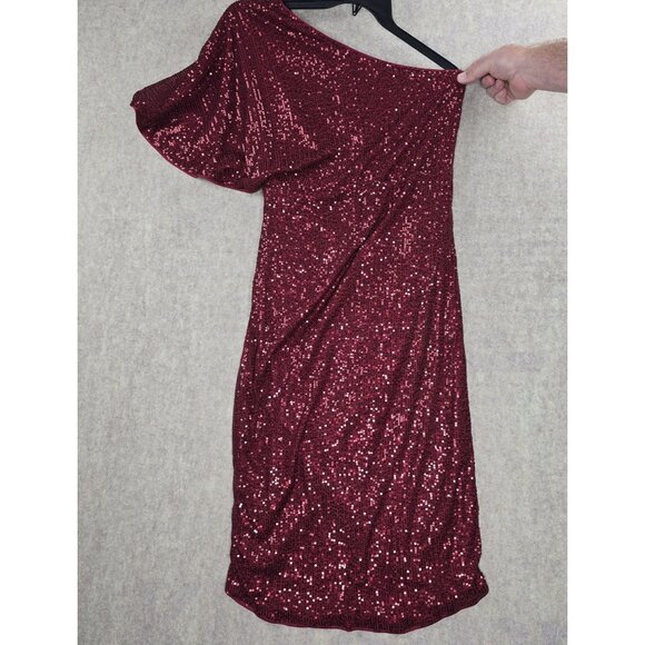 Red Sequin One Shoulder Dress XL - Picture 1 of 7